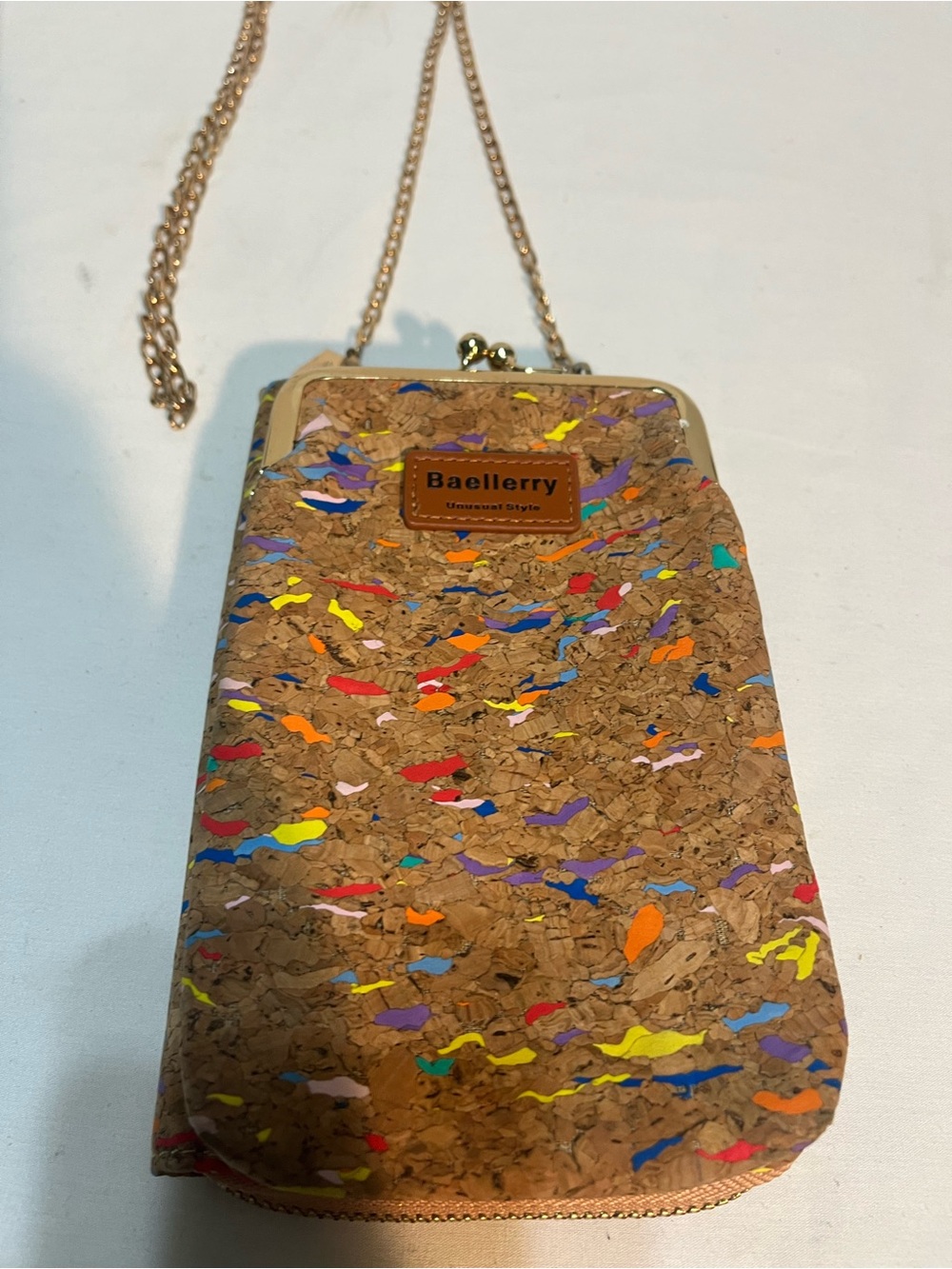 Multicolor Cork Crossbody Phone Clutch